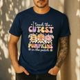 I Teach The Cutest Pumpkins In The Patch Teacher Retro Men's Casual T-Shirt Navy I Teach The Cutest Pumpkins In The Patch Teacher Retro Men's Casual T-Shirt Navy