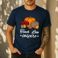 Teach Love Inspire Autumn Fall Plaid Leopard Pumpkin Teacher For Men Women Kids Men's Casual T-Shirt Navy Teach Love Inspire Autumn Fall Plaid Leopard Pumpkin Teacher For Men Women Kids Men's Casual T-Shirt Navy