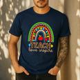 Teach Love Inspire Rainbow Leopard Cheetah Print Teacher Men's Casual T-Shirt Navy Teach Love Inspire Rainbow Leopard Cheetah Print Teacher Men's Casual T-Shirt Navy
