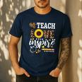 TEACH LOVE INSPIRE Teacher Sunflower Appreciation Men's Casual T-Shirt Navy