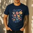 Teach Them Love Them Watch Them Grow Retro Teacher Floral Men's Casual T-Shirt Navy Teach Them Love Them Watch Them Grow Retro Teacher Floral Men's Casual T-Shirt Navy