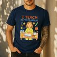 I Teach In My Pajamas Crayon Home School Teacher PJs Men's Casual T-Shirt Navy I Teach In My Pajamas Crayon Home School Teacher PJs Men's Casual T-Shirt Navy
