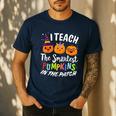 I Teach The Smartest Pumpkins The Patch Teacher Fall Season For Men Women Kids Men's Casual T-Shirt Navy