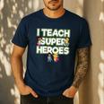 I Teach Superheroes School Teacher Professor Men's Casual T-Shirt Navy I Teach Superheroes School Teacher Professor Men's Casual T-Shirt Navy