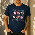 Teach Teacher Dia De Los Muertos Day Of The Dead Sugar Skull Men's Casual T-Shirt Navy Teach Teacher Dia De Los Muertos Day Of The Dead Sugar Skull Men's Casual T-Shirt Navy