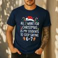 Teacher 67 Christmas Six Seven 6-7 For Men Women Humor Men's Casual T-Shirt Navy Teacher 67 Christmas Six Seven 6-7 For Men Women Humor Men's Casual T-Shirt Navy