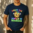 Teacher Back To School Color In Kindness Crayon Pencil Men's Casual T-Shirt Navy