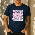 Teacher Bow Pencil Flowers Teacher Back To School Men's Casual T-Shirt Navy