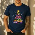Teacher Crayon Christmas Tree Lights Student School Xmas Men's Casual T-Shirt Navy Teacher Crayon Christmas Tree Lights Student School Xmas Men's Casual T-Shirt Navy
