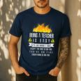 Being a Teacher Is Easy Everything Is On Fire T-Shirt For Men Women Kids Men's Casual T-Shirt Navy Being a Teacher Is Easy Everything Is On Fire T-Shirt For Men Women Kids Men's Casual T-Shirt Navy