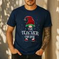 Teacher Gnome Xmas Family Matching Plaid Christmas Gnomes Men's Casual T-Shirt Navy