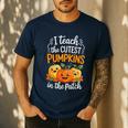 Teacher Halloween Pre-K Teacher Kindergarten Cutest Pumpkins Men's Casual T-Shirt Navy Teacher Halloween Pre-K Teacher Kindergarten Cutest Pumpkins Men's Casual T-Shirt Navy