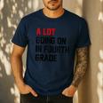 Teacher A Lot Going On In Fourth Grade Back To School Men's Casual T-Shirt Navy