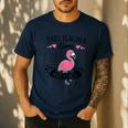 This Teacher Loves Her Flock Cute Flamingo Teacher Men's Casual T-Shirt Navy