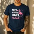 This Teacher Loves Her Flock Teaching Flamingo Girl Men's Casual T-Shirt Navy This Teacher Loves Her Flock Teaching Flamingo Girl Men's Casual T-Shirt Navy