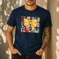 Teacher Pencil Coquette Bow Back To School Teacher Men's Casual T-Shirt Navy Teacher Pencil Coquette Bow Back To School Teacher Men's Casual T-Shirt Navy