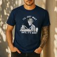Teacher Skeleton Messy Bun I'Ll Just Wait Until Its Quiet Men's Casual T-Shirt Navy