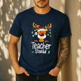 Teacher Squad Red Plaid Rudolph Reindeer Christmas Men's Casual T-Shirt Navy Teacher Squad Red Plaid Rudolph Reindeer Christmas Men's Casual T-Shirt Navy