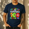 My Teacher Survived 100 Days Of Me 100 Days Of School Men's Casual T-Shirt Navy