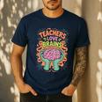 Teacher Teachers Love Brains Halloween Men Women Men's Casual T-Shirt Navy
