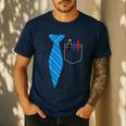 Teacher Tie & Pocket Protector Costume School Men's Casual T-Shirt Navy