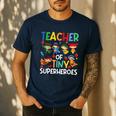 Teacher Of Tiny Superheroes Teach 100th Day Of School Men Women Girls Kids Men's Casual T-Shirt Navy