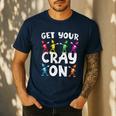 Teacher's Get Your Cray On Dabbing Crayons Men's Casual T-Shirt Navy Teacher's Get Your Cray On Dabbing Crayons Men's Casual T-Shirt Navy
