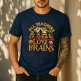 All Teachers Love Brains School Halloween Costume Men's Casual T-Shirt Navy