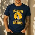 Teachers Love Brains Shirt Men Women Halloween Teacher Men's Casual T-Shirt Navy Teachers Love Brains Shirt Men Women Halloween Teacher Men's Casual T-Shirt Navy