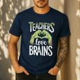 Teachers Love Zombie Teacher Halloween Fun Men's Casual T-Shirt Navy
