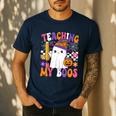 Teaching My Boos Ghost Teacher Cute Pencil Halloween Teacher Men's Casual T-Shirt Navy