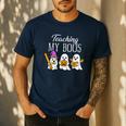 Teaching My Boos Ghost Teacher Halloween Spooky Educator Men's Casual T-Shirt Navy