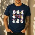 Teaching My Boos Teacher Cute Ghost Groovy Teacher Halloween Men's Casual T-Shirt Navy Teaching My Boos Teacher Cute Ghost Groovy Teacher Halloween Men's Casual T-Shirt Navy