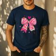 Teaching Is A Work Of Heart Pencil Bow Teacher Valentine Men's Casual T-Shirt Navy