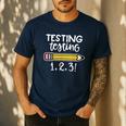 Testing Testing 123 Cute Test Day School Teacher Exam For Men Women Girls Kids Men's Casual T-Shirt Navy Testing Testing 123 Cute Test Day School Teacher Exam For Men Women Girls Kids Men's Casual T-Shirt Navy