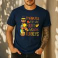 Thankful For My 4th Grade Turkey Thanksgiving Turkey Teacher Men's Casual T-Shirt Navy Thankful For My 4th Grade Turkey Thanksgiving Turkey Teacher Men's Casual T-Shirt Navy