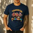 Thankful For My Preschool Turkeys Thanksgiving Teacher Fall Men's Casual T-Shirt Navy Thankful For My Preschool Turkeys Thanksgiving Teacher Fall Men's Casual T-Shirt Navy