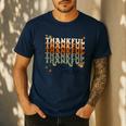 Thankful Teacher Thanksgiving Fall Pumpkin Turkey Men's Casual T-Shirt Navy Thankful Teacher Thanksgiving Fall Pumpkin Turkey Men's Casual T-Shirt Navy
