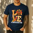 Thanksgiving Love Kindergarten Teacher Turkey Autumn Fall Men's Casual T-Shirt Navy