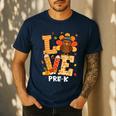 Thanksgiving Love Pre-K Teacher Turkey Autumn Fall For Men Women Girls Kids Men's Casual T-Shirt Navy