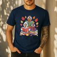 Thanksgiving Teacher Books Turkey Reading Book Men's Casual T-Shirt Navy