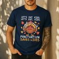 Thanksgiving Teacher Turkey Lets Eat Kids Punctuation Men's Casual T-Shirt Navy