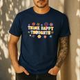 Think Happy Thoughts Teens Spring Positive Message Teachers For Men Women Girls Kids Men's Casual T-Shirt Navy Think Happy Thoughts Teens Spring Positive Message Teachers For Men Women Girls Kids Men's Casual T-Shirt Navy