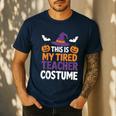 Tired Teacher Costume For Humor Halloween Men's Casual T-Shirt Navy Tired Teacher Costume For Humor Halloween Men's Casual T-Shirt Navy