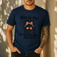 This Is My Tired Teacher Costume Skull Halloween Messy Bun Men's Casual T-Shirt Navy This Is My Tired Teacher Costume Skull Halloween Messy Bun Men's Casual T-Shirt Navy