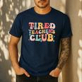 Tired Teachers Club Groovy Teachers Back To School Tee Men's Casual T-Shirt Navy