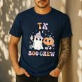 TK Boo Crew Retro Groovy Halloween Floral Ghost TK Teacher Men Women Kids Men's Casual T-Shirt Navy