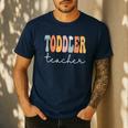 Toddler Teacher Retro Groovy Women Happy First Day Of School Men's Casual T-Shirt Navy