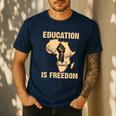 History Education Is Freedom African Map Black Teacher Men's Casual T-Shirt Navy History Education Is Freedom African Map Black Teacher Men's Casual T-Shirt Navy