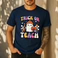 Trick Or Teach Ghost Teacher School Halloween Men Women Men's Casual T-Shirt Navy